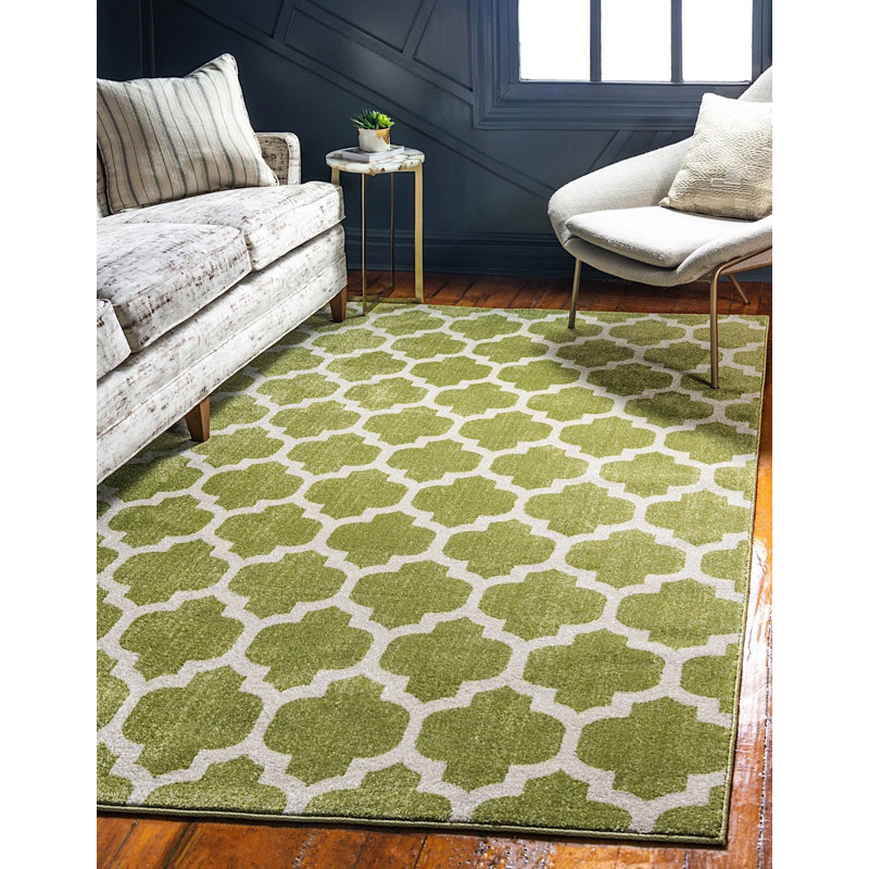 Tapis vert à motif géométrique Molly, Rectangle 7 pi 10 po x 11 pi