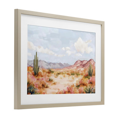Pastel Desert Dream Sunset Framed Print Under Glass, design by Creative Studio