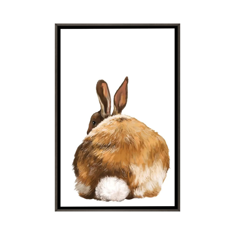 Art de lapin, H 40 po x l 26 po x P 1,5 po, Toile encadrée de bois rustique foncé