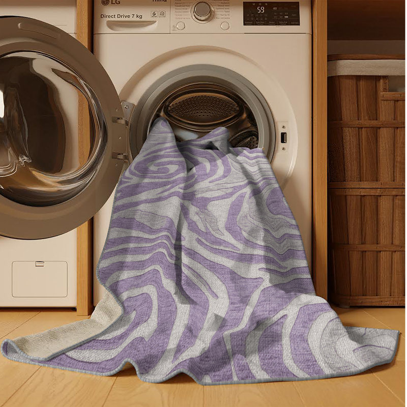 Machine Washable Abstract Gray Area Rug, Rectangle 7' x 10'