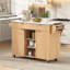 Îlot de cuisine cannelé de 52 po avec abattant, prise de courant, chariot de rangement de cuisine avec tablettes réglables, 2 portes et 2 tiroirs, table d'îlot roulant avec plateau en faux marbre pour la cuisine, naturel-121163791
