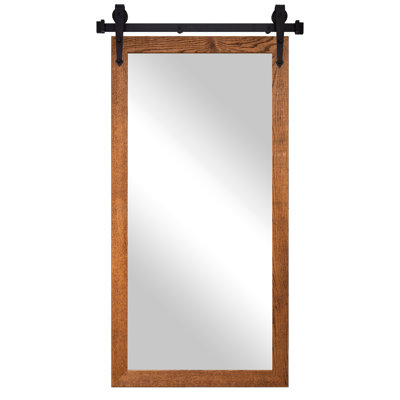 Rayne Mirrors Ozark Hardwood Mirror With Steel Barn Door Rail