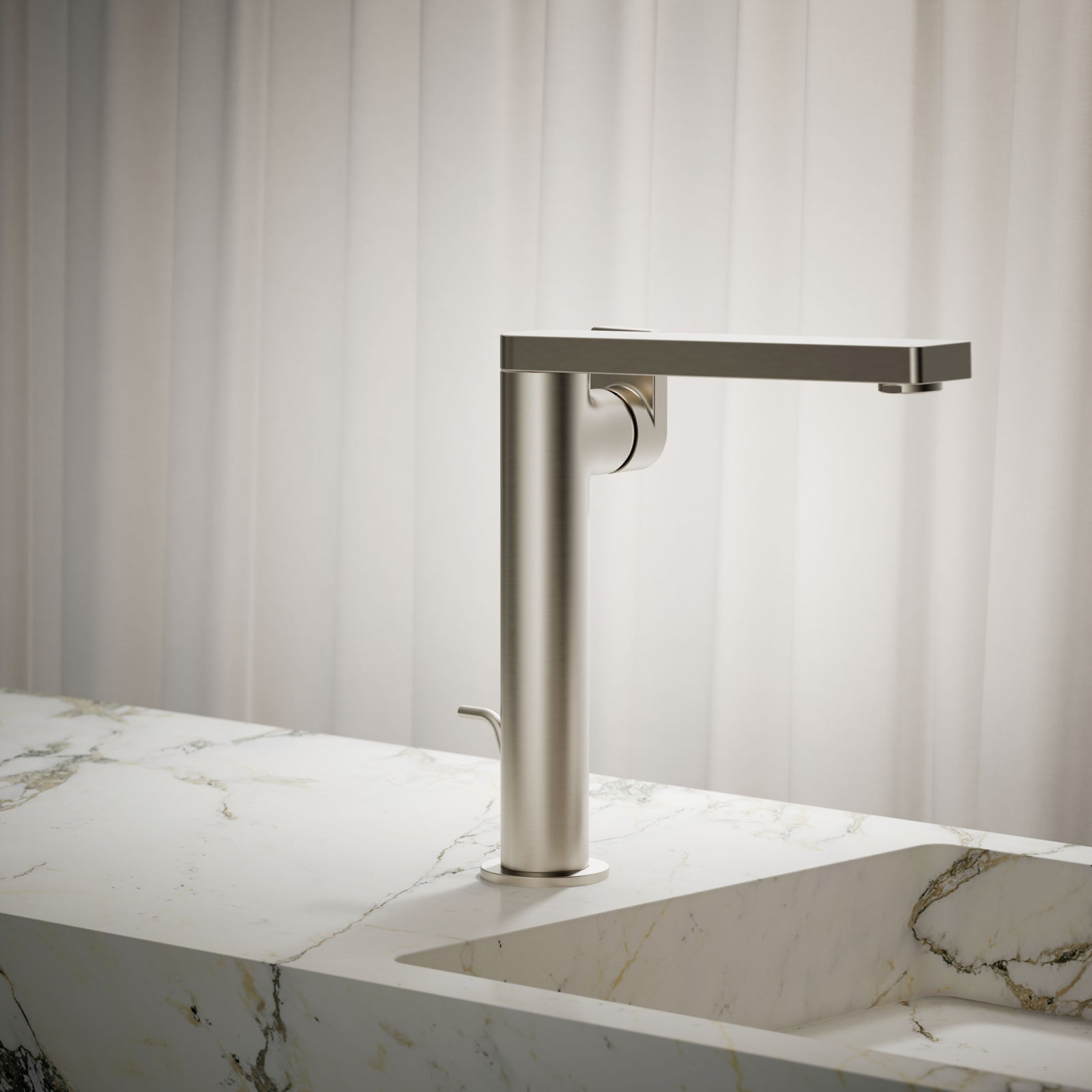 Composed Single-Hole Bathroom Faucet with Drain, Vibrant Brushed Nickel
