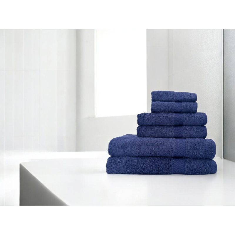 Summit 6pc Bath Towel Set, 100% Cotton, Navy