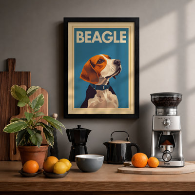 Beagle Profile Poster Vintage - Framed Print