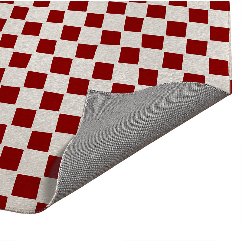 Tapis de cuisine à carreaux à profil bas, Rouge canneberge, Rectangle 5 pi x 7 pi