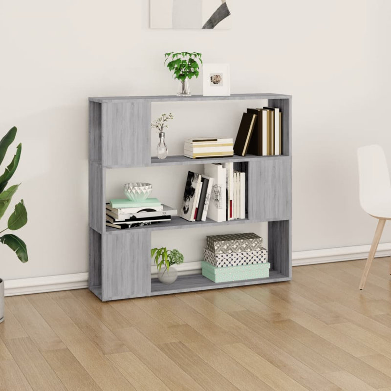 Cashe Bookcase, (3 Shelves) 94cm. H x 100cm. W x 24cm. D, Gray Sonoma