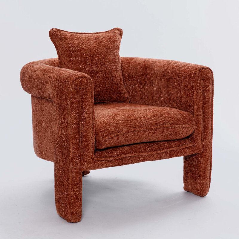 Fauteuil d'appoint de style moderne pour salon, chambre à coucher, chambre d'amis, bureau, Orange brûlé