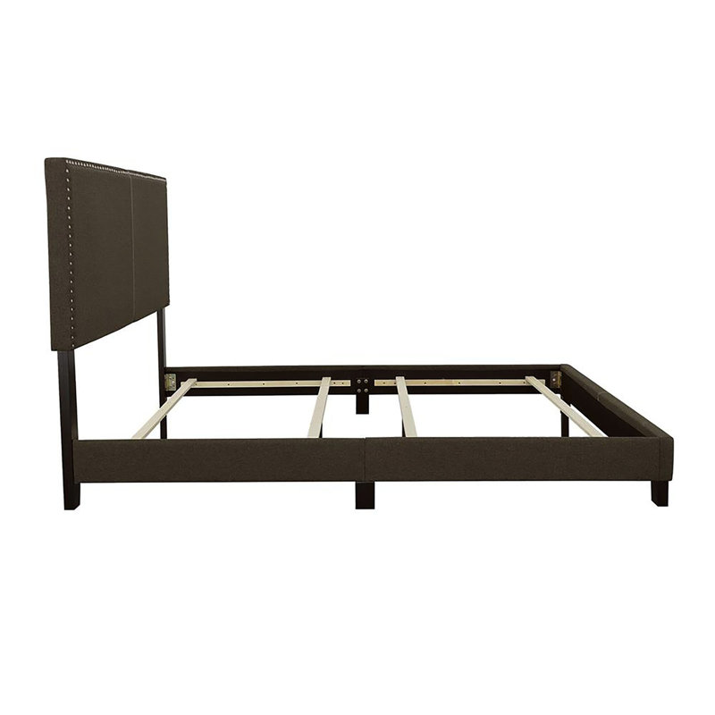 Lit simple gris anthracite avec structure robuste et pieds en tissu rembourrés, Gris anthracite, Lit simple