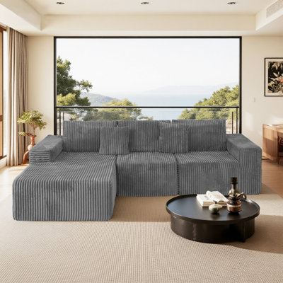 Canapé modulaire en forme de L 111,2 po - Canapé modulaire avec configurations ajustables, tissu chenille doux en mélange de gris, élégant et confortable pour le salon, la chambre à coucher et les salons