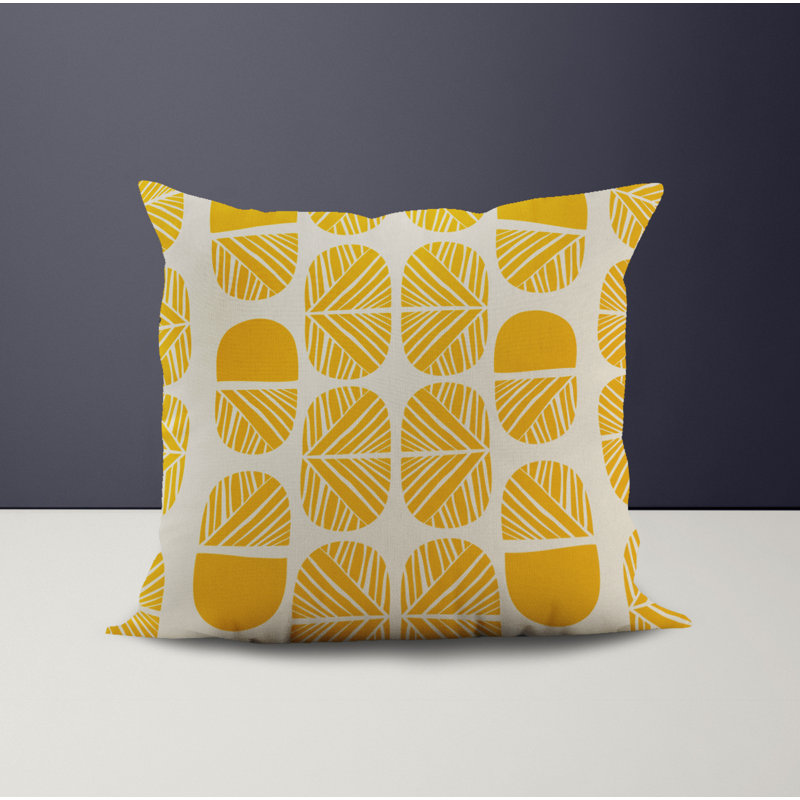 Jeté carré en polyester intérieur / extérieur, L 15 po x H 15 po, Jaune