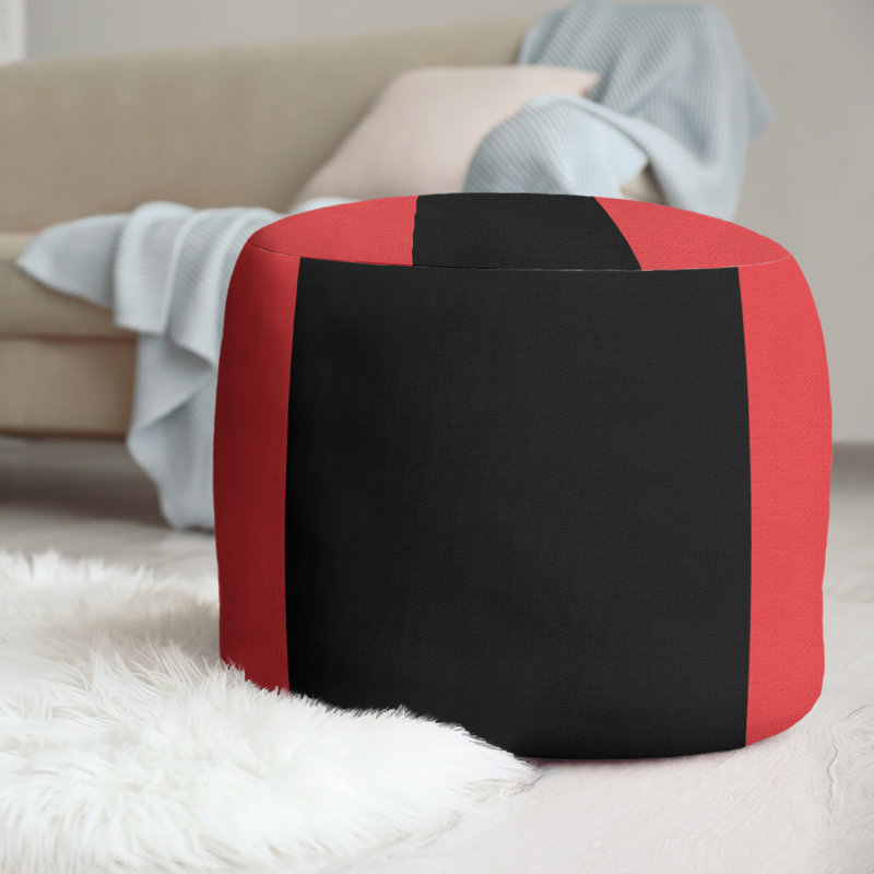 Repose-pieds cubique rond à rayures 20,5", Rouge / noir / rouge