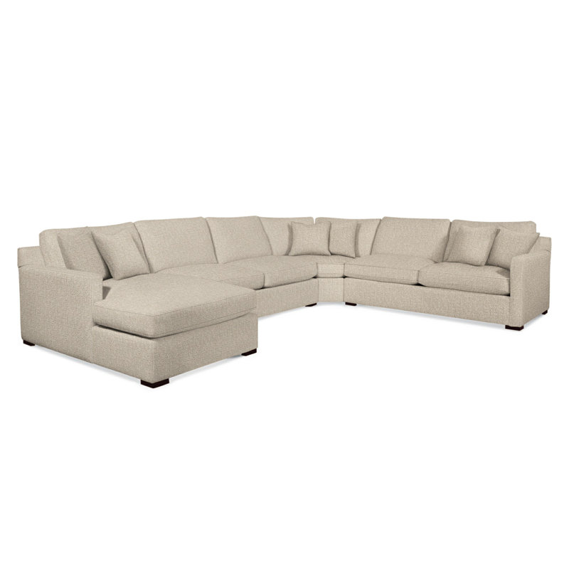 Bel-Air Upholstered L-Sectional, Java Finish, Left Hand Facing, Oatmeal Crypton Performance; 0822-74
