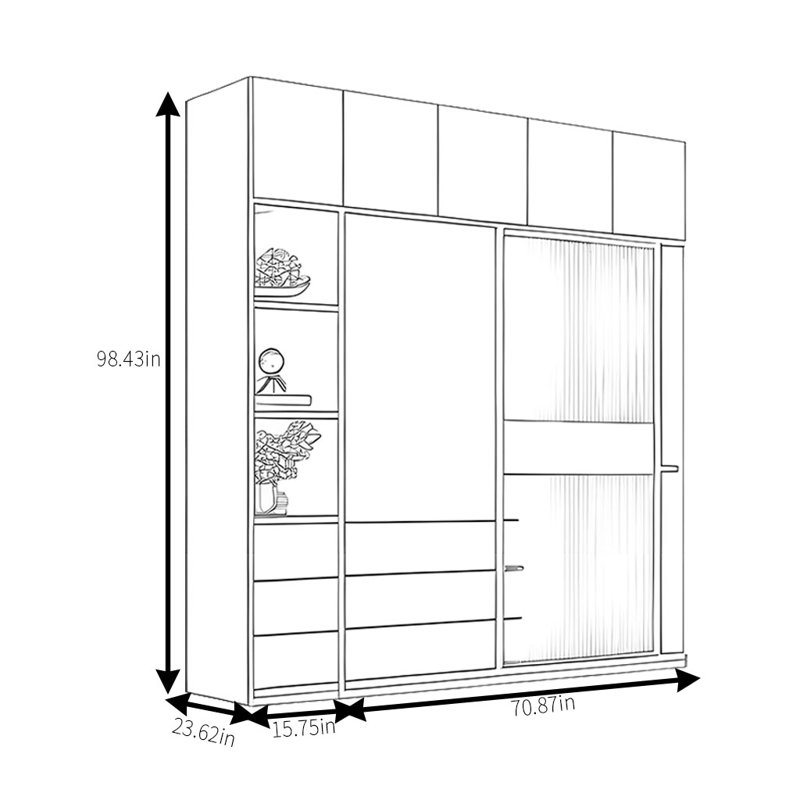 Armoire moderne, simple, pratique, élégante et élégante, H 99 po x l 87 po x P 24 po