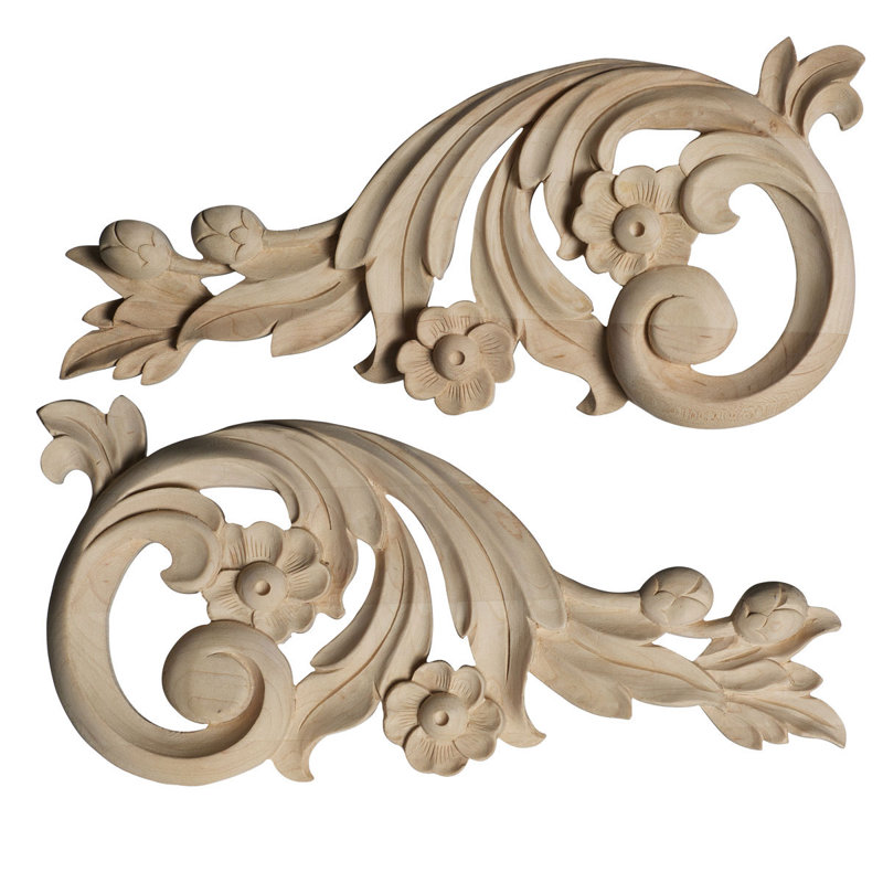 Springtime Onlay Scroll, 3.5" H x 7.5" W x 0.5" D, Cherry