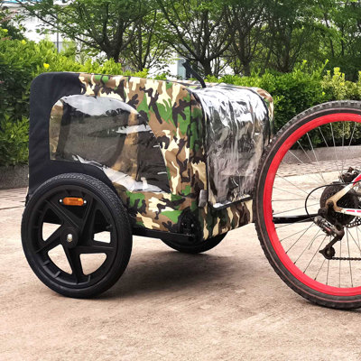 Chariot pour chien avec bicyclette, adapté aux petits et moyens animaux, cadre de chariot pliant facile, roue à dégagement rapide, plancher antidérapant, laisse intérieure