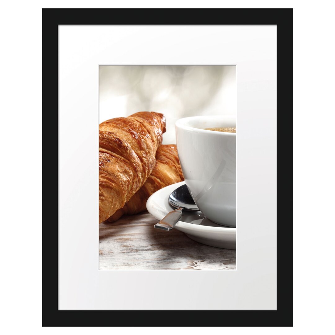 Gerahmtes Poster Frische Croissants und Kaffee