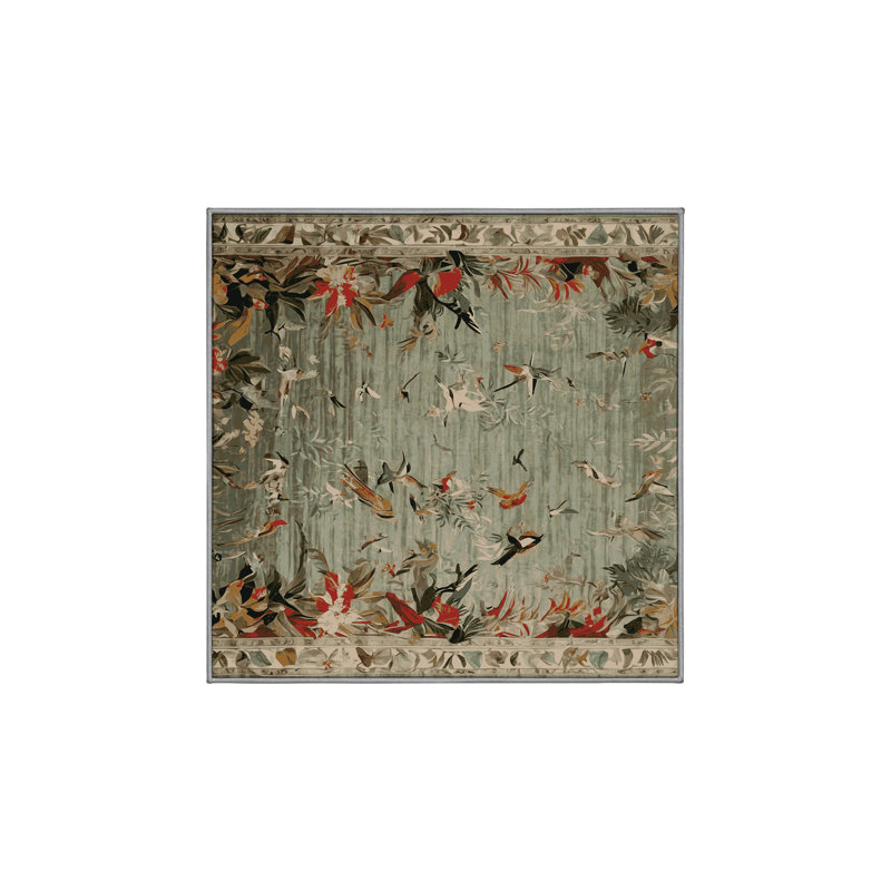 Machine Washable Brown Area Rug, Square 4'