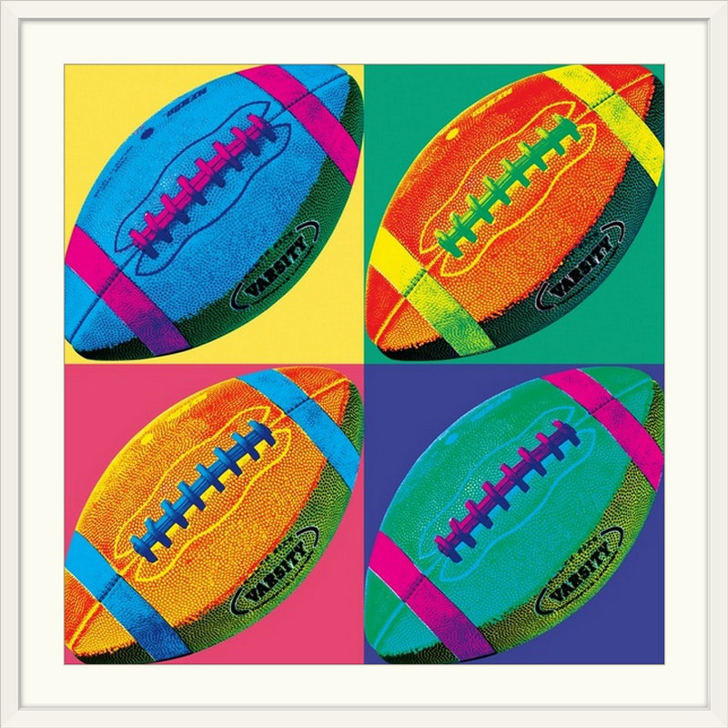 « -football », impression Ball Four, H 20" x l 20" x P 1", Cadre blanc