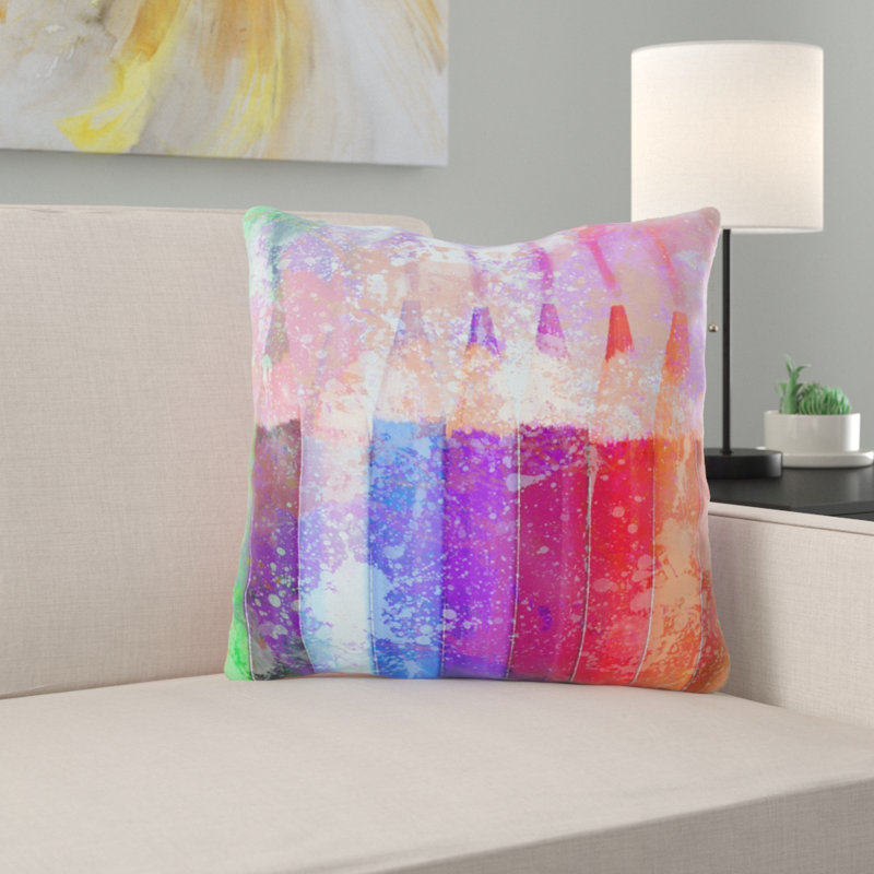 Coussin décoratif crayons Rossana, Microsuède, Intérieur