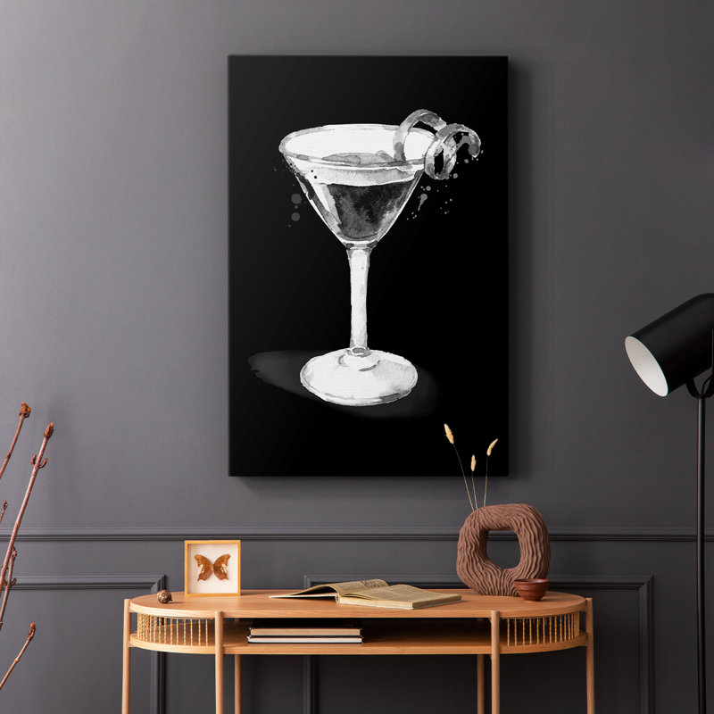 Habillé de martini noir - Cavas enveloppés de galerie, H 18 po x l 12 po