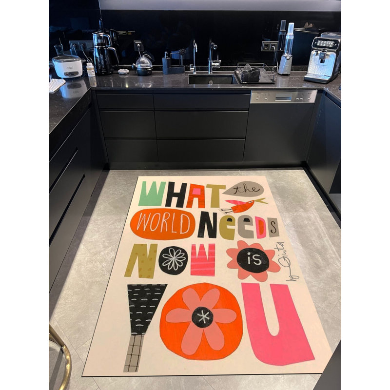 Tapis coloré et texturé "What The World", Rectangle 4 pi 11,06 po x 9 pi 10,11 po