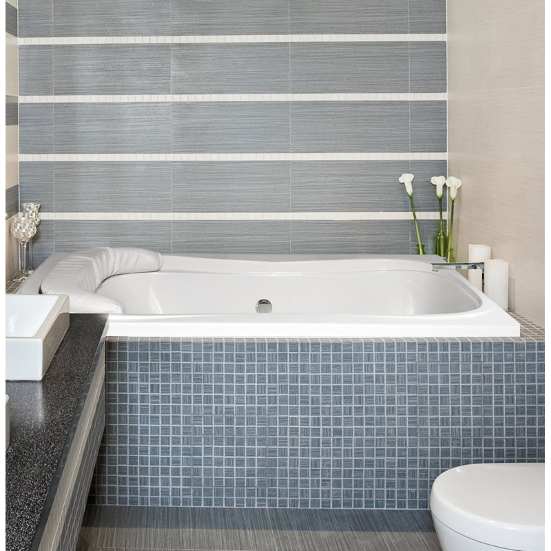Baignoire en acrylique combinant 60 po x 42 po Designer, Os, Laiton satiné