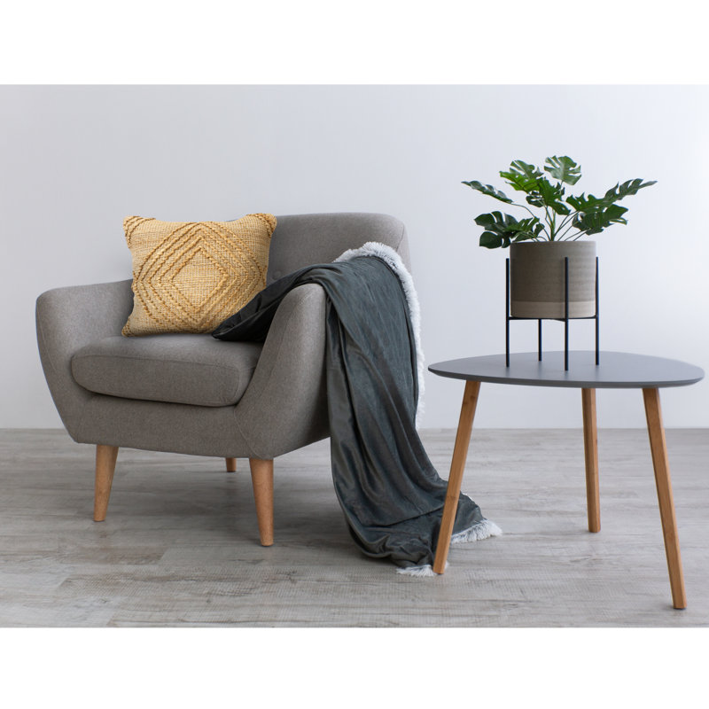Tan Geometric Textured Hand-Woven Cotton Blend Throw Pillow