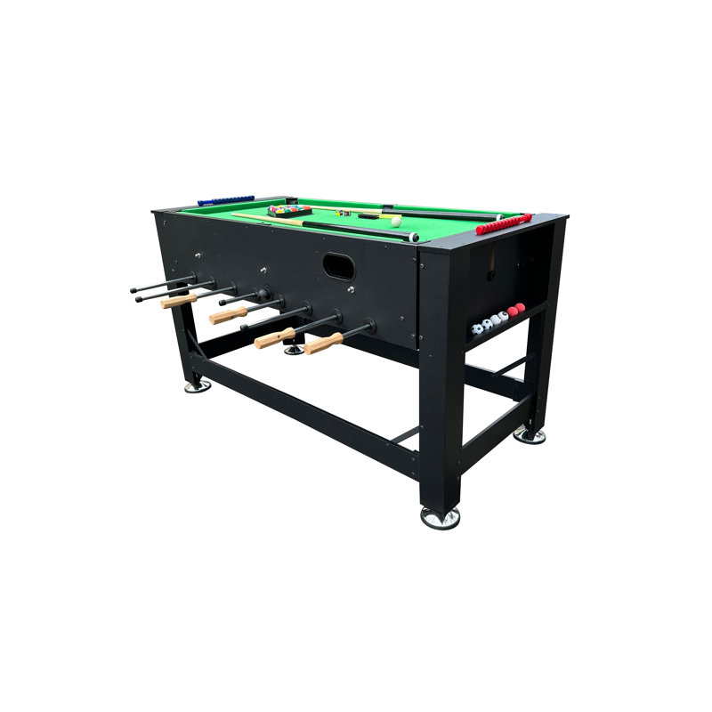 KICK Dyad 55" 2-in-1 Swivel Multi Game Table-Billiards & Foosball - Home & Game Room Entertainment, Black