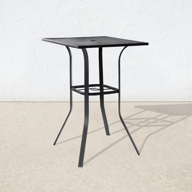 Jayc Metal Patio Bar Table with 1.65" Umbrella Hole