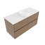 Meuble-lavabo mural simple 48 po avec comptoir en quartz blanc et lavabo en céramique, chêne naturel