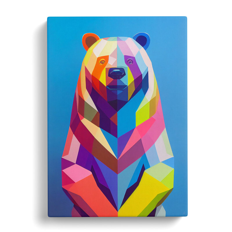Geometric Bear No.1 Abstract - Wrapped Canvas Print, 50cm H x 35cm W x 3cm D