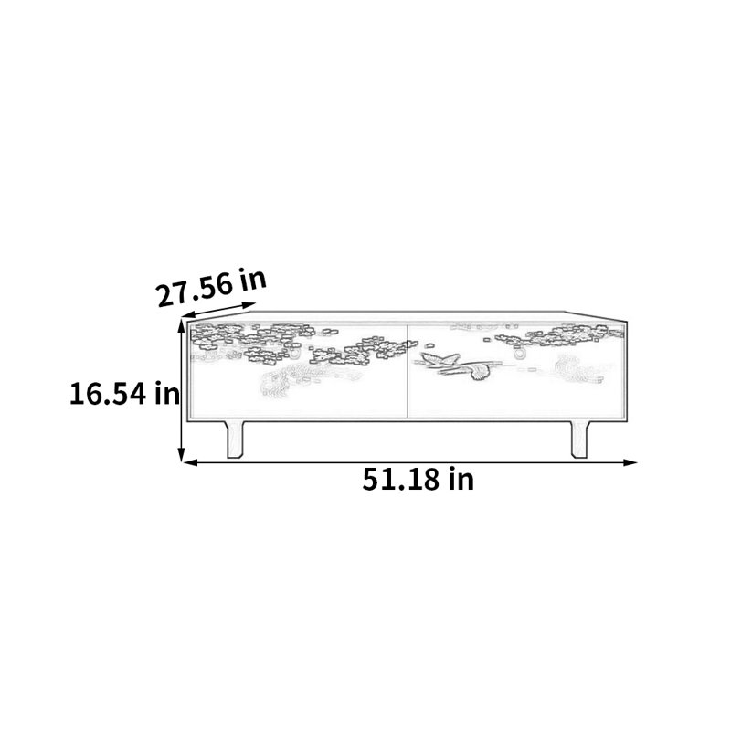 Table basse française avec rangement peint rétro, Blanc