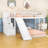 Wood Twin Over Twin Bunk Bed With Slide And Storage Staircase-26982227