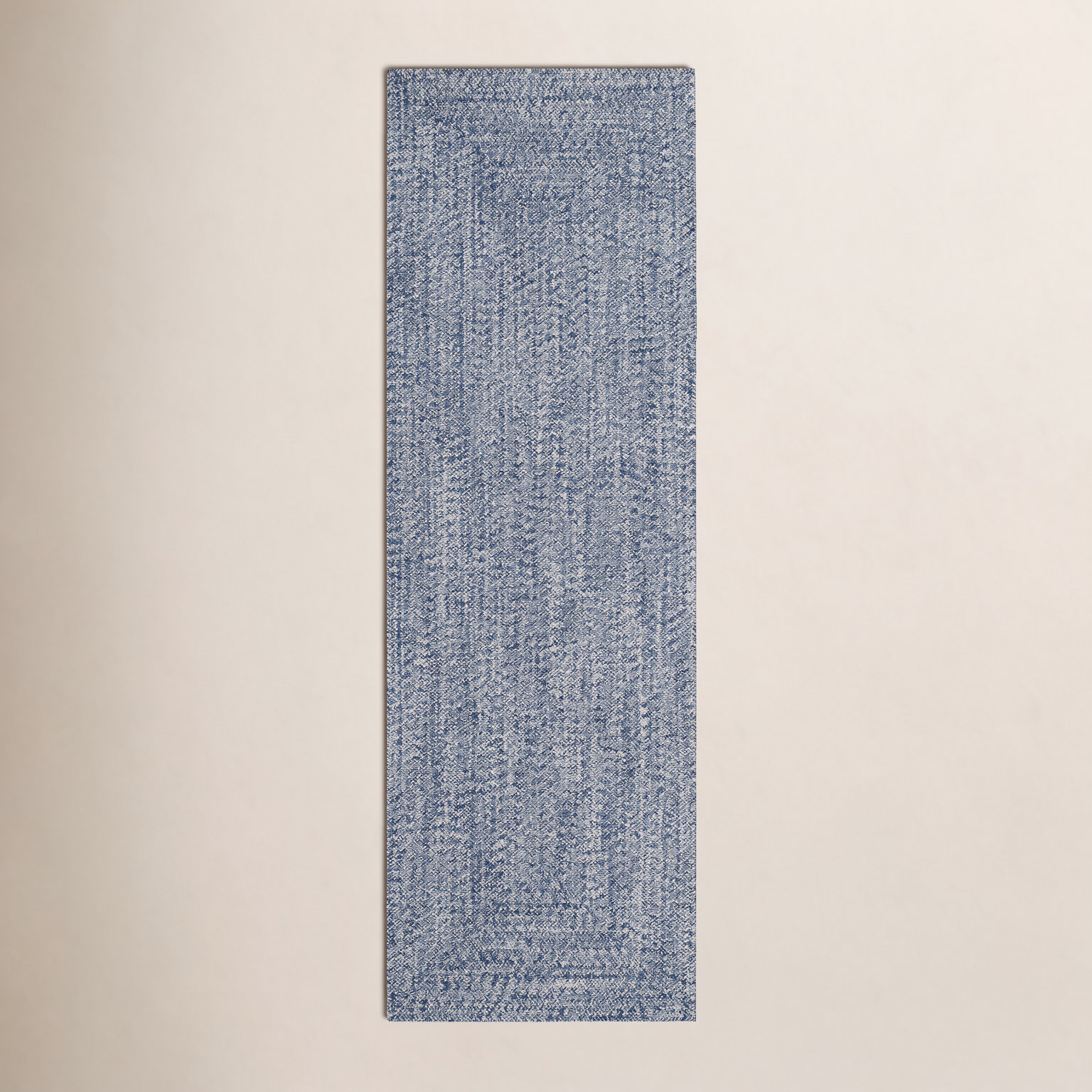 Amei Blue Hand-Braided Outdoor Rug, Runner 2'6" x 8'
