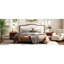 Lit plateforme très grand avec tête de lit tapissier, structure espresso et tissu blanc-130430042-130430043