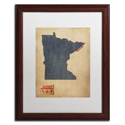 « minnesota map denim jeans style » par michael tompsett, impression encadrée
