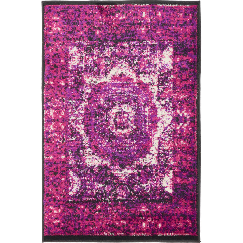Tapis ivoire/violet Yareli, Rectangle 2 pi x 3 pi 1 po