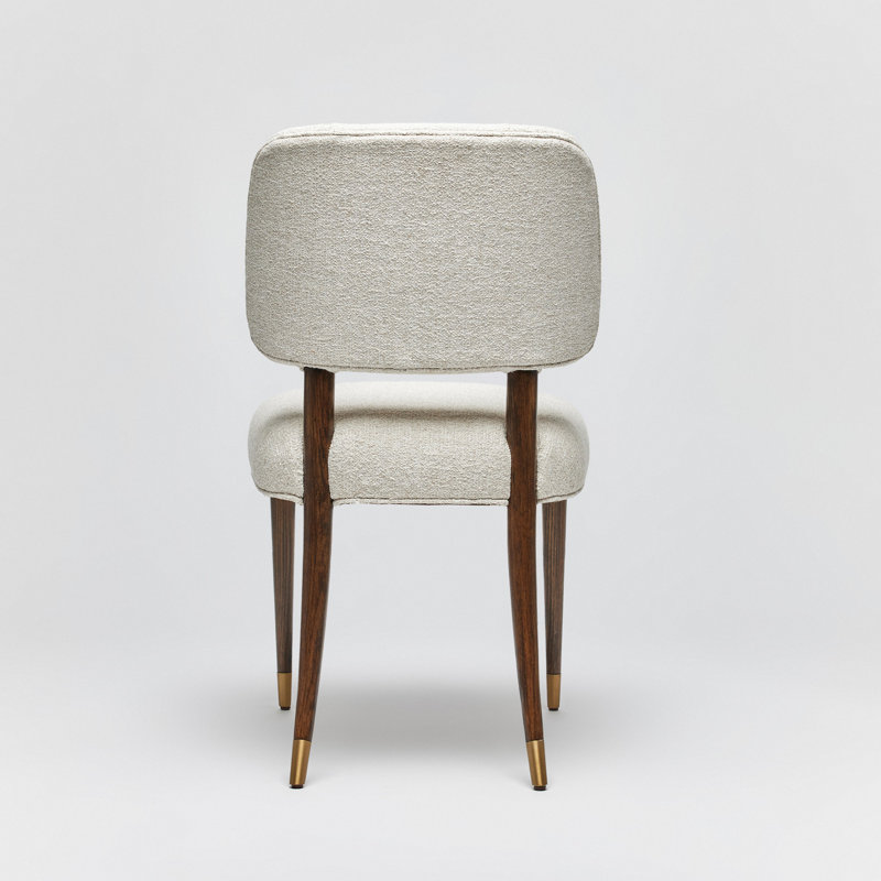 Serafina Upholstered Dining Chair, Brushed Brass/Walnut