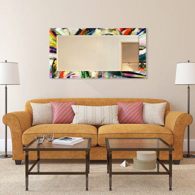 Rock Star I Rectangular Beveled Mirror on Free Floating Printed Tempered Art Glass