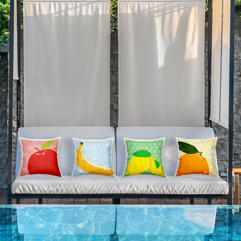 Ensemble de 4 coussins d'extérieur Stupell Industries Bright Kitchen Fruit Design par Daniela Santiago