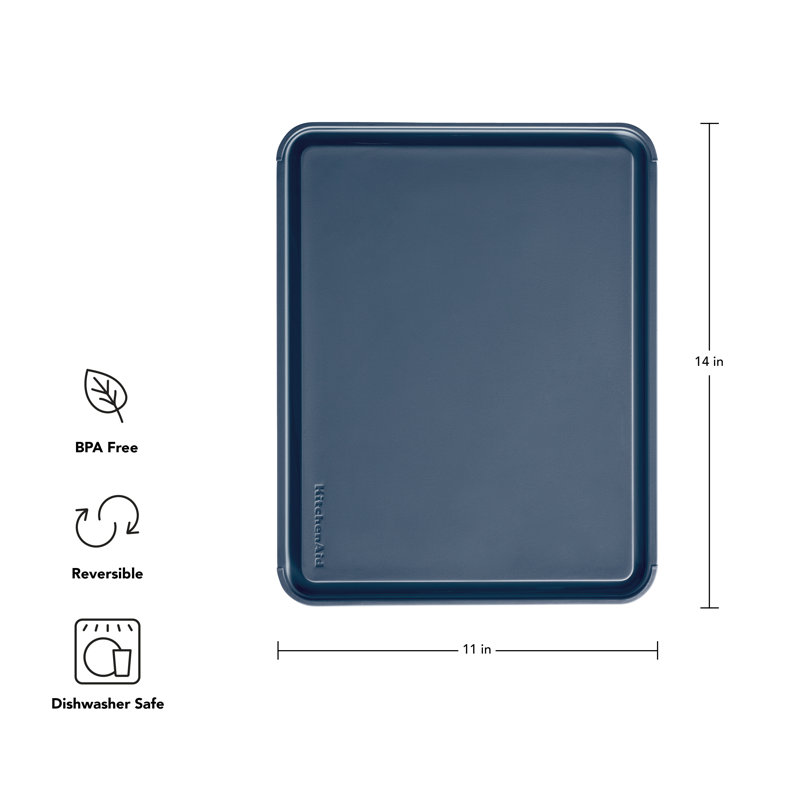 Kitchenaid Classic Non-Slip Poly Cutting Board, 11X14 Inch, Ink Blue