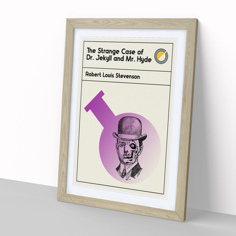 Book Cover the Strange Case of Dr. Jekyll and Mr Hyde - Picture Frame Graphic Art, 90cm H x 65cm W x 2cm D, Oak