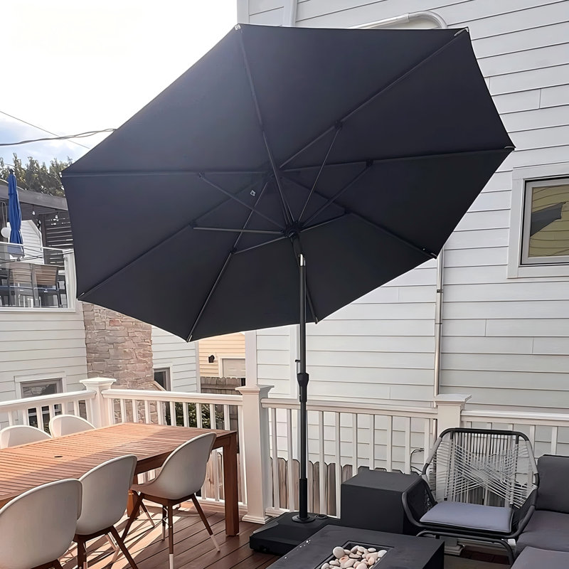 Parasol de table pivotant 120 po avec manivelle et comptoir inclinable gris, Gris