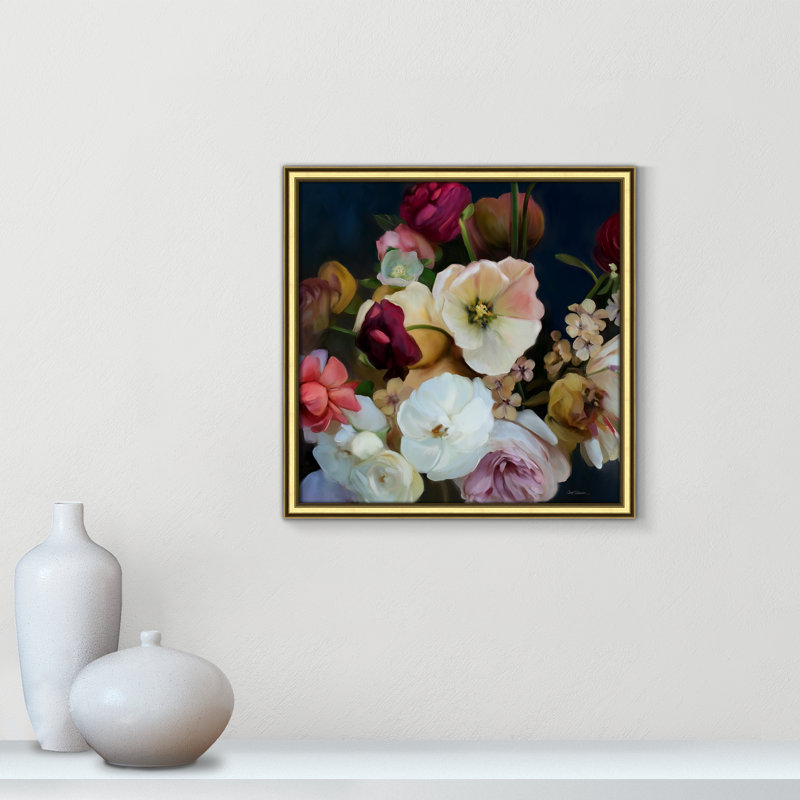 Armadi Royal Bouquet - Picture Frame Painting Print, Gold, 18.25" H x 18.25" W x 0.88" D