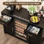 Meuble-bar avec compartiment pour cave à vin, meuble à boissons autoportant avec porte-verres et prise électrique, noir-484894596