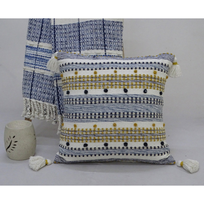 Tassels Cotton Blend Throw Pillow