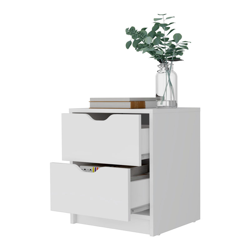 Table de chevet en bois Kennlee, Blanc