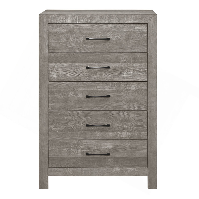 Commode 1 pièce rustique avec tiroirs de rangement, Gris