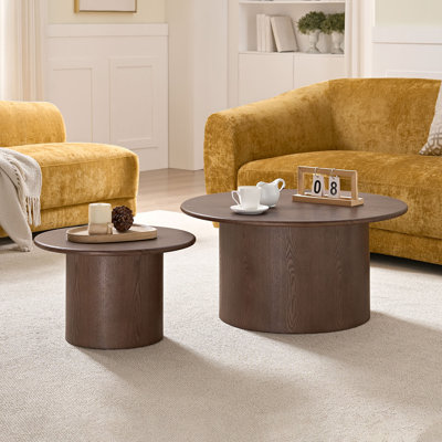 Wooden Round Coffee Table Set(Set Of 2)